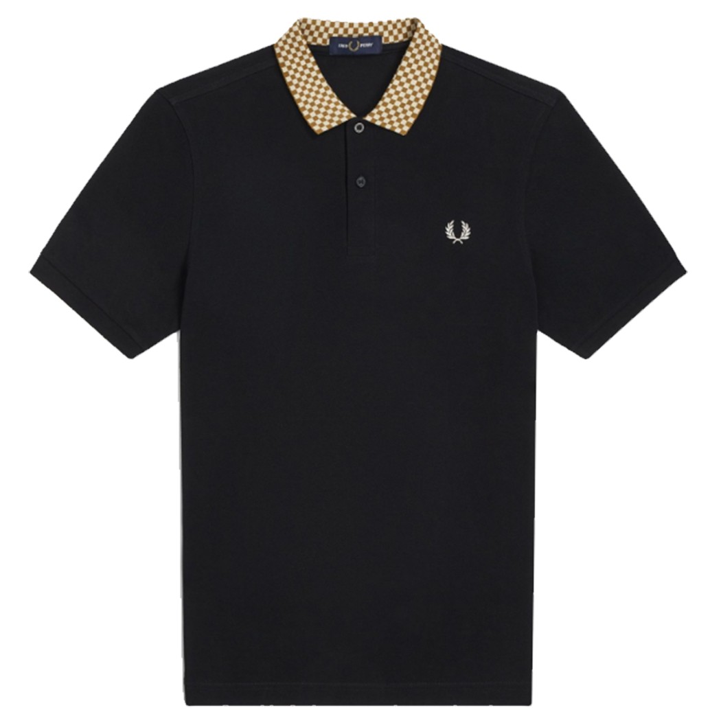 Fred Perry Polo Noir Col Damier | The Store Boys Diffusion