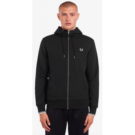 Fred Perry Sweat Zippe Capuche Black