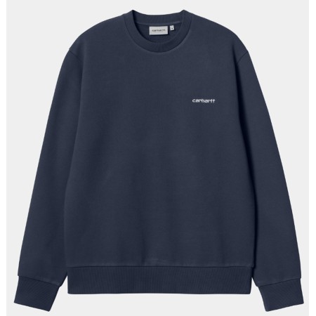 CARHARTT WIP Script Embroidery Sweat Air Force/White